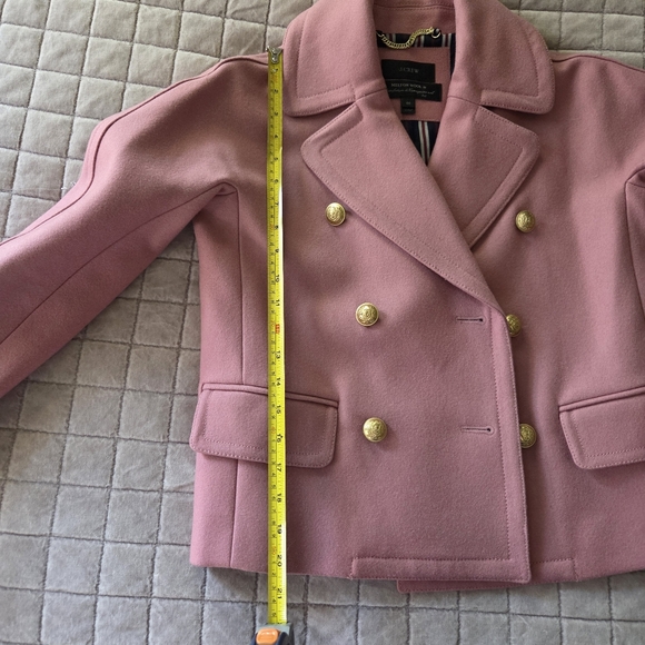J.Crew Italian Melton Wool Pink Women's Cropped Coat Jacket, Sz 00, Dusty Rose - Picture 8 of 8
